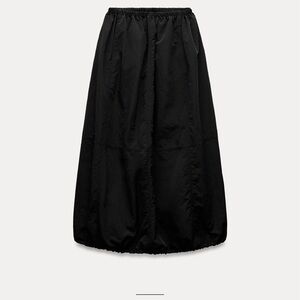 Zara Nylon Balloon MIDI Skirt, black, XS